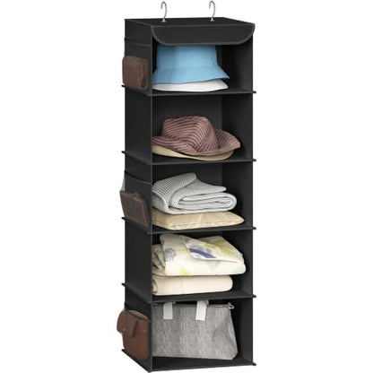 Simple Houseware 5 Shelf Hanging Closet Organizer, Black - color: Black, size: 5 Shelf