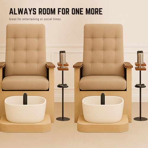 Drink Table for Small Spaces - Slim Pedestal Side Table with Real Wood Top & Stable Base for Coffee & Cocktails - Ideal for Tight Living Room & Bedroom Spaces (Sapele) - color: Sapele