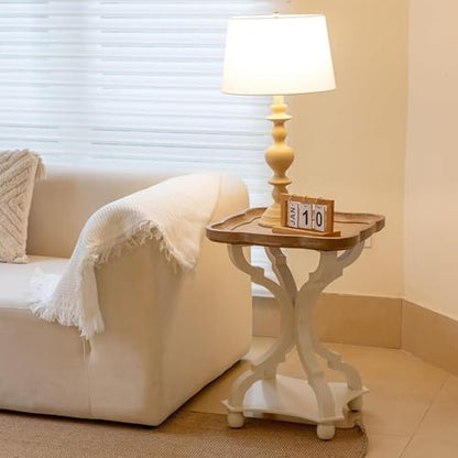 COZAYH Rustic Wooden Accent Tray Top Nightstand Side Table, White Legs - size: 1-Pack End Table