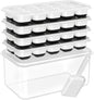 DOQAUS Ice Cube Tray with Lid and Bin - 4 Pack Silicone Ice Cube Trays for Freezer, Stackable Ice Bucket Kits with Storage Container & Scoop for Kitchen, RV, Cocktail, Coffee - color: Dark Black
