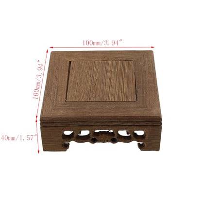 Wooden Display Stand Base Wood Carved Craft Pedestal, 4" x 4" | Traditional Wooden Base, Oriental Antique Display Riser, Square Pedestal Stands for Vase, Crystal Ball, Stone, Flower Pot - size: Square, 4" x 4"