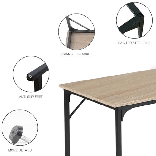 HCY Computer Desk 47 inches Writing Desk Home Office Study Workstation Modern PC Laptop Sturdy Simple Gaming Desk with Metal Frame (Nature), 47x24x29 - color: Nature, size: 47 inch