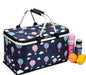 Upgrade Shopping Bag Picnic Basket 2 Layers of Internal Pockets Leak-Proof Insulated Cooler Bag Bag Collapsible Shopping Basket Folding Grocery Basket Bag for Picnic Travel(Black Balloon) - color: Black Balloon