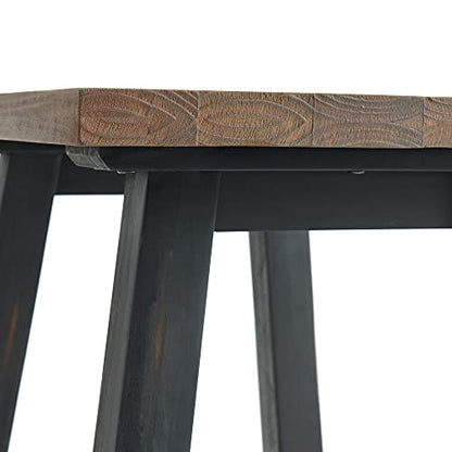 Adam 32 in. Solid Pine Wood Desk, Rustic Industrial Style, Distressed Black Sawhorse Legs, Compact Office Desk, Natural Wood Characteristics, 32 in. W x 21 in. D x 30 in. H, Ideal for Home Office - size: 32"W