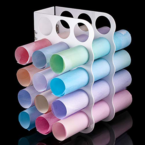Outus Vinyl Storage Rack Acrylic 15 Holes Vinyl Roll Holder Craft Paper Storage Organizer Aperture 2 Inch Multiple Display Stand for Craft Room Home Office School, 12 x 7.8 Inch(White) - color: White