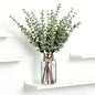 Artificial Eucalyptus Stems in Glass Vase with Faux Water, 17.5" Sage Green | Fake Plants for Home Decor, Bathroom, Coffee Table Centerpiece, Farmhouse Wedding, Faux Greenery Decorations, Office Decor
