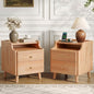 Nightstand Set of 2, Pre-Assembled, 19.7“H Solid Wood Night Stand with 2 Drawers, Open Sliding Shelf, Mid Century Modern Small Bedside Table for Bedroom, Natural Oak 16" - color: Oak-2pack, size: 16"