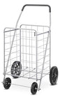 Whitmor Deluxe Utility Foldable Shopping Cart with Wheels, 100 Lb Capacity, Heavy Duty Grocery Cart with Steel Frame, Foam Handle, Rolling Folding Utility Trolley for Grocery, Laundry, Travel, Gray - size: 15.75"L x 17.75"W x 40.5"H, Light Gray