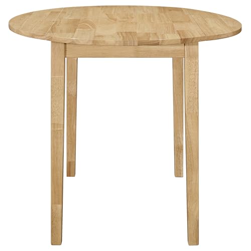 Coaster Home Furnishings 3-Piece Round Wood Dining Room Set Drop Leaf Extension Table Ladder Back Side Chairs Upholstered Seat Cushions Beige and Natural 130006