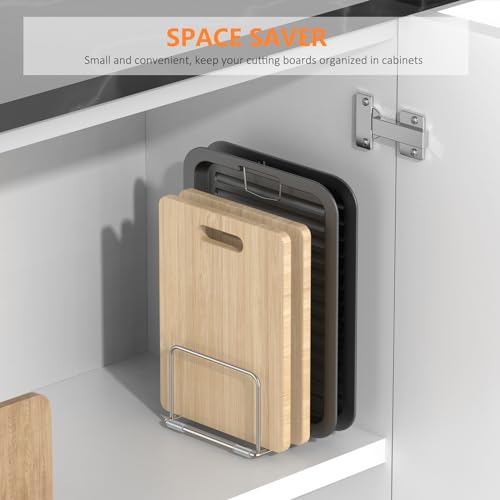 KORRTFID Cutting Board Holder Stand, Chopping Board Storage Rack, Cutting Board Organizer, 304 Stainless Steel Chopping Board Holder, Cookie Sheets Organizer 1.0+1.2 Inch Width Slots (2 PCS) - size: 1.0+1.2 in Slot (2pcs)