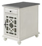 Martin Svensson Home Elegant Chairside End Table with Power — 24″W x 16″D x 25″H, White with Gray Top — Transitional Painted Accent Table with Flip-Top USB Charging, Drawer & Cabinet Storage - color: White With Grey Top