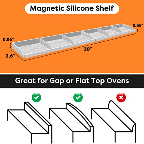 Hydream Stove Top for Silicone Shelf,30 Inch Magnetic Shelf Over the Stove Spice Rack of,Kitchen Organizer Magnet Above Stovetop Flat Back of Storage Suctioned-Light Grey - color: Light Grey