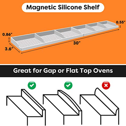 Hydream Stove Top for Silicone Shelf,30 Inch Magnetic Shelf Over the Stove Spice Rack of,Kitchen Organizer Magnet Above Stovetop Flat Back of Storage Suctioned-Light Grey - color: Light Grey
