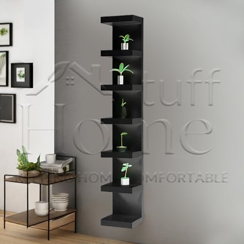 Home Stuff Wall Shelf Unit, 11 3/4x74 3/4,Use Fixing Devices Suitable for The Walls in Your Home. (2 x Black) - color: 2 X Black