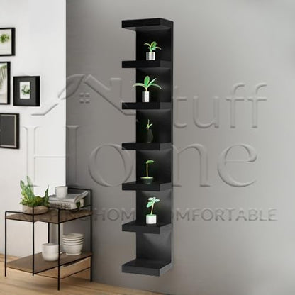 Home Stuff Wall Shelf Unit, 11 3/4x74 3/4,Use Fixing Devices Suitable for The Walls in Your Home. (2 x Black) - color: 2 X Black