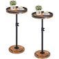 Small Side Table Set of 2, Drink Table, Height Adjustable Round End Table, Pedestal Side Table for Small Spaces in Living Room, Bedroom, Brown - color: Brown-2pcs