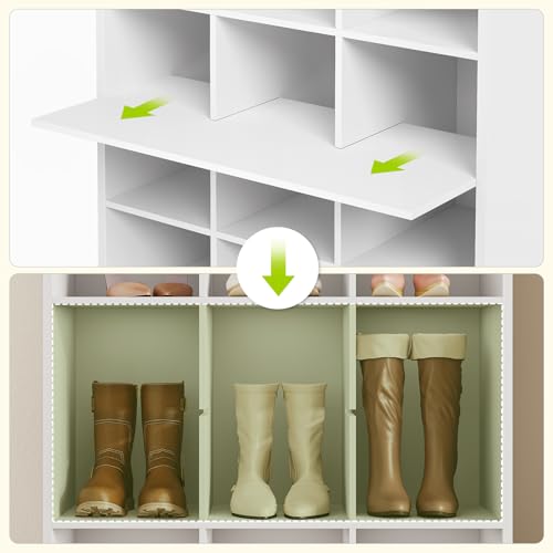 LITTLE TREE 70.9" Tall Shoe Rack, 10-Tier Freestanding Shelf, Max. Store 30 Pairs, Shoe Cabinet Organizer for Living Room, Entryway, Cloakroom, White - color: White