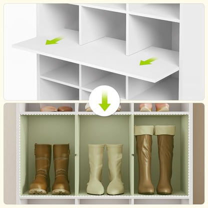 LITTLE TREE 70.9" Tall Shoe Rack, 10-Tier Freestanding Shelf, Max. Store 30 Pairs, Shoe Cabinet Organizer for Living Room, Entryway, Cloakroom, White - color: White