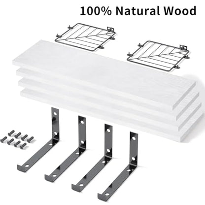 Fixwal 3+1 Tier Bathroom Floating Shelves Over Toilet, White | White Wood Shelf Set with Toilet Paper Storage Basket, Natural Finish, 40Lb Weight Limit, Quick Mount, Versatile - color: White