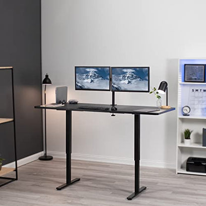 VIVO Manual Height Adjustable 71 x 30 inch Stand Up Desk, Black Table Top, Black Frame, Standing Workstation with Foldable Handle, DESK-KIT-MB7B - color: Black Top / Black Frame, size: 71" x 30"