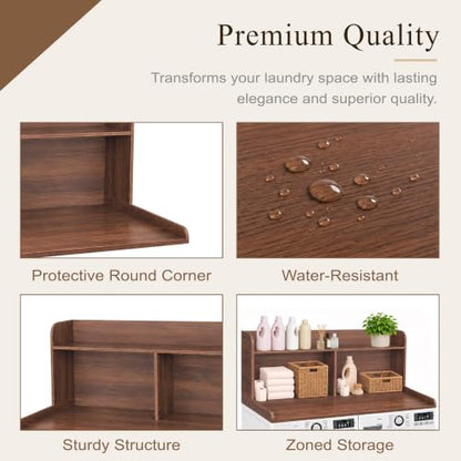 Royxen Laundry Countertop with 20" Shelf Universal Fit, Washer and Dryer Countertop with Storage Space, Laundry Room Storage (Walnut) - color: Walnut Color