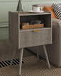 Veegle Nightstand,Modern Bedside Table with Storage Drawer and Open Wood Shelf, Accent Night Stand with Solid Wood Legs for Living Room, Bedroom and Small Spaces,Easy Assembly (Grey Oak) - color: Grey Oak