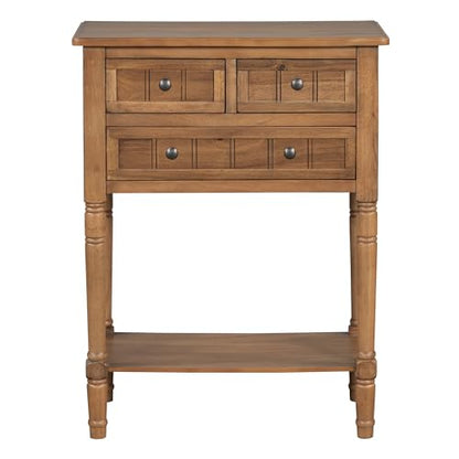 LUMISOL Small Console Table with Drawers, Farmhouse Sofa Table Behind Couch with Open Shelf, Solid Wood Entry Tables for Hallway Foyer, 23.7" W x 13" D x 31.4" H, Natural - color: Natural