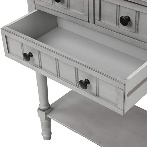 RuiSiSi Narrow Entryway Table with Three Storage Drawers, Small Console Table with Bottom Shelf for Entryway Foyer, Gray Wash