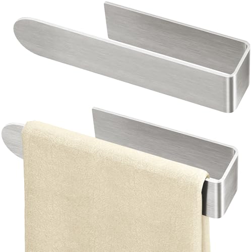 Bethom Adhesive Hand Towel Holder 2 Pack, Brushed Nickel 8 Inch Bars | Wall Mounted Towel Holder for Bathroom, Self Adhesive Square Stick on Towel Bar Wall for Kitchen Cabinet RV - color: Brushed Nickel, size: 8 Inch(2 Pack)