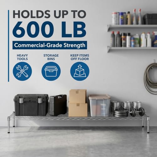 21" x 72" x 14" Chrome Wire Storage Shelf, Dunnage Rack, Commercial 1 Tier Small Shelf - color: Silver, size: 21"D x 72"W x 14"H