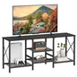 JARHETUN TV Stand for 55 Inch TV, Entertainment Center with 3-Tier Open Shelves, TV Console Table for Living Room, Bedroom, Black - color: Black