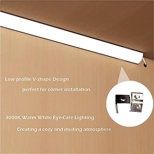 Cefrank V Shape Cabinet Lights, Warm White 4X 12 Inches V-Shape LED Light Bars - 1200lm 12W - Warm White 3000K - color: Warm White