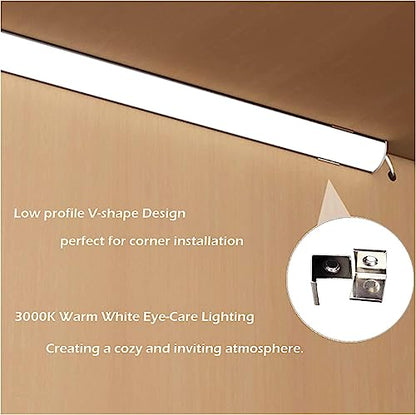 Cefrank V Shape Cabinet Lights, Warm White 4X 12 Inches V-Shape LED Light Bars - 1200lm 12W - Warm White 3000K - color: Warm White