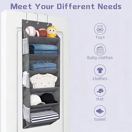 Over the Door Shoe Rack Organizer – Hanging Storage for 12 Pairs of Shoes, 6 Mesh Pockets + 6 Deep Large Pockets, 50lbs Capacity, for Closet, Bedroom, Dorm, Narrow Door (1 Pack) - style: 6 Layer