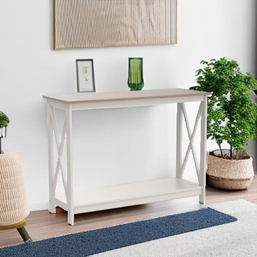 PHI VILLA White Entryway Table, Farmhouse Console Table Narrow Sofa Table Hallway, Ivory Skinny Entry Table - color: Ivory 2