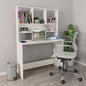 White Computer Desk with Shelves, Modern Rectangular Writing Table for Home Office, Engineered Wood Workstation for Bedroom Study Room - color: White