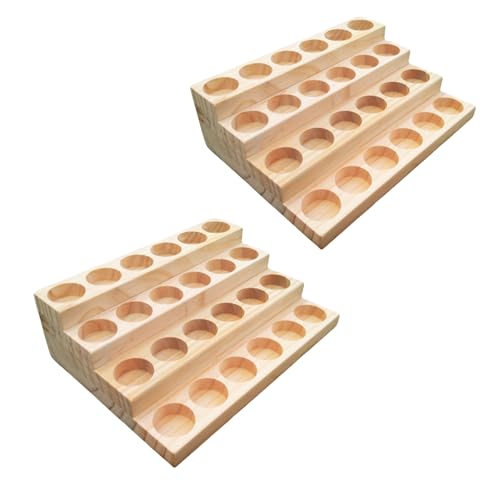 2 Pack Solid Wood Essential Oil Organizer 4 Layer Essential Oils Racks Tabletop Storage Rack Display Stand Holder for 5-20ml Bottles - style: 4 Layers