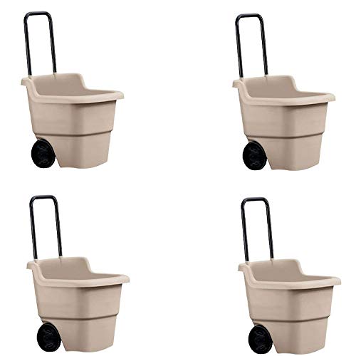 Suncast 15 Gallon Poly Multipurpose Rolling Lawn and Garden Cart, Taupe (4 Pack) - size: 4 Pack