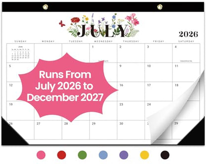 Desk Calendar 2026-2027, 18-Month Calendar Runs from July 2026 to December 2027, Large 17" x 12" Monthly Desktop & Wall Calendar for Home & Office - Soft Botanica - color: i-Soft Botanica, size: Jul 2026 – Dec 2027