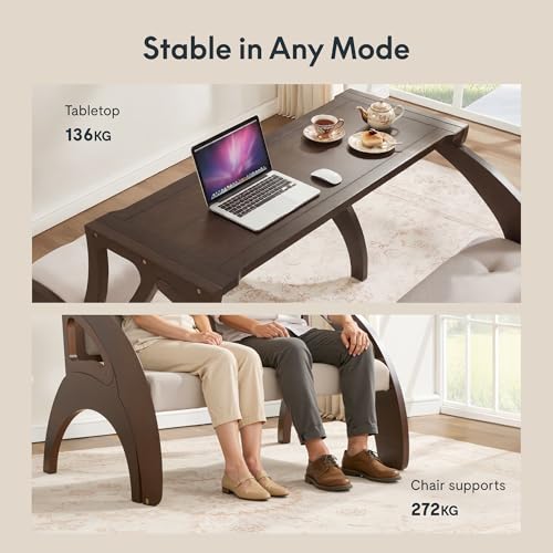 FLEXISPOT 3-in-1 Convertible Chair to Table with 2 Seats,Desk and Chair Set for 4, Upholstered Accent Chair with Solid Wood Frame, Easy Flip Design, Space Saving Furniture for Small Apartments - size: Convertible Chair for 4