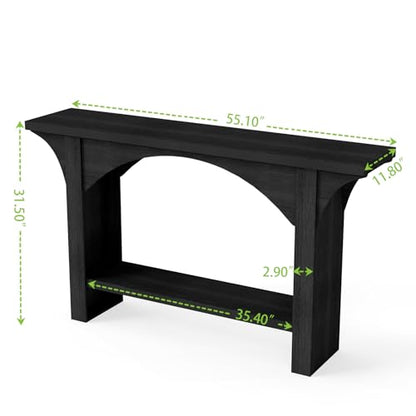 Black Entry Table, 55'' Modern Console Table 2-Tier Wood Entrance Table Foyer Tables for Entryway Hallway - color: Black 07