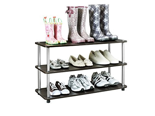 ClosetMaid 3-Tier Shelf Organizer Unit for Shoes, Accessories, Hats, Purses, Bags, in Entryway or Closet, Wood Shelves with Metal Frame, Espresso - color: Espresso