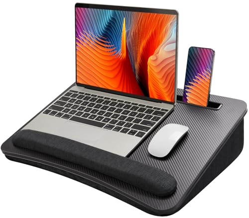 HUANUO Laptop Lap Desk - Portable Lap Desk with Pillow Cushion, Fits up to 17 inch Laptop, with Anti-Slip Strip & Storage Function for Home Office Students Use as Computer Laptop Stand- Black - color: Black, size: Large