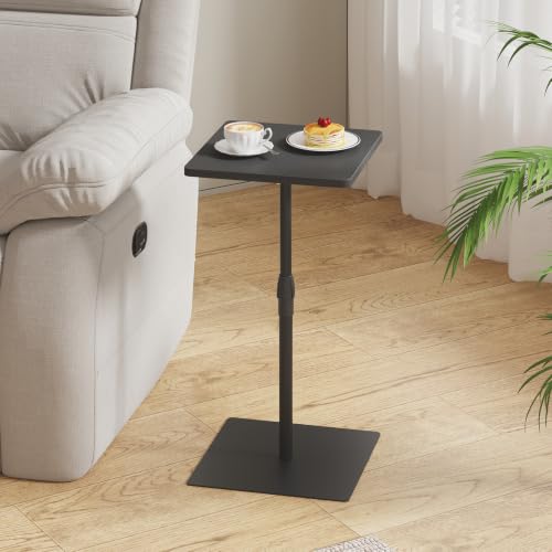 TUTOTAK Tall Side Table, Wide Top End Table, Adjustable Height Drink Table | Pedestal Table for Small Spaces, Accent Nightstand, livingroom, Bedroom, Black TB01BK097 - color: Black, size: 1 Pack, style: Square