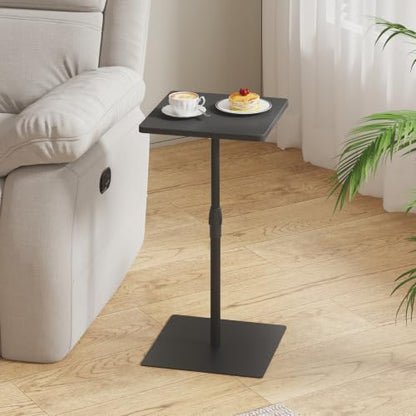 TUTOTAK Tall Side Table, Wide Top End Table, Adjustable Height Drink Table | Pedestal Table for Small Spaces, Accent Nightstand, livingroom, Bedroom, Black TB01BK097 - color: Black, size: 1 Pack, style: Square