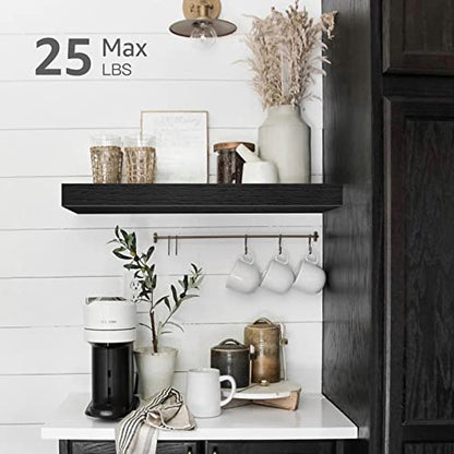 QEEIG Floating Shelf for Wall Bathroom Shelves Bedroom Kitchen Living Room Farmhouse Small Book Shelf 16 inch Set of 1, Black (015-B1) - color: B. Black, size: 15.7" x 6.7"