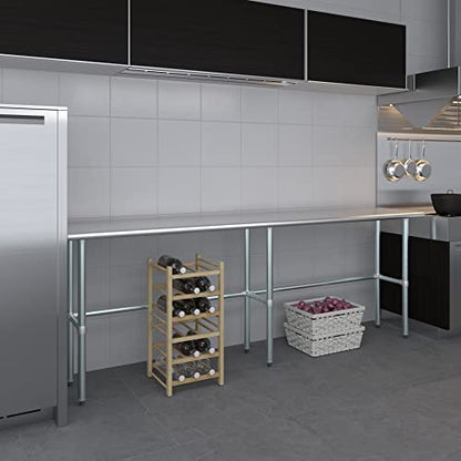 18 in. x 96 in. Open Base Stainless Steel Work Table | Residential & Commercial | Food Prep | Heavy Duty Utility Work Station | NSF - size: 96 in. Length x 18 in. Width