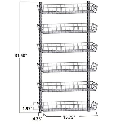 SWOMMOLY Adjustable Wall Mount Spice Rack, 6-Tier Dual-use (Multi-use) Organizer, Silver - color: Silver, size: 6-Tier