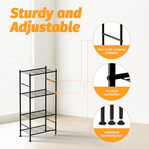 Abiglifty Storage Shelves, 4-Tier Wire Shelving, Metal Shelving with Adjustable Leveling Feet, Garage Storage for Bathroom, Closet, Kitchen - size: 4 Tier