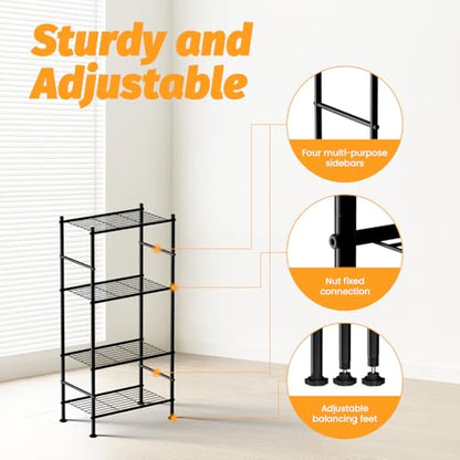 Abiglifty Storage Shelves, 4-Tier Wire Shelving, Metal Shelving with Adjustable Leveling Feet, Garage Storage for Bathroom, Closet, Kitchen - size: 4 Tier